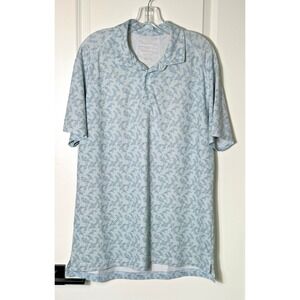 BONOBOS Golf Mens Large Slim Fit Light‎ Blue Parrot Print Polo Shirt